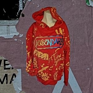 RETRO 8IGHTH/DSTRKT Red Gold Blue Graphic Design Hoodie Sweatshirt Medium
